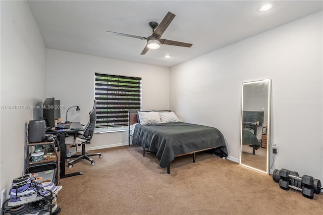 4125 SW 152nd Ave, Miramar, FL 33027 - bedroom with carpet, a desk, a ceiling fan, and recessed lighting