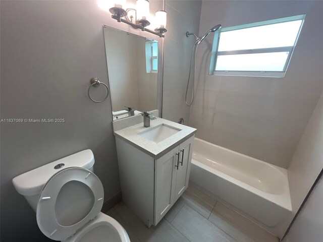2569 NW 61st Ave, Margate, FL 33063 - full bathroom with shower / washtub combination, vanity, tile patterned flooring, and a chandelier
