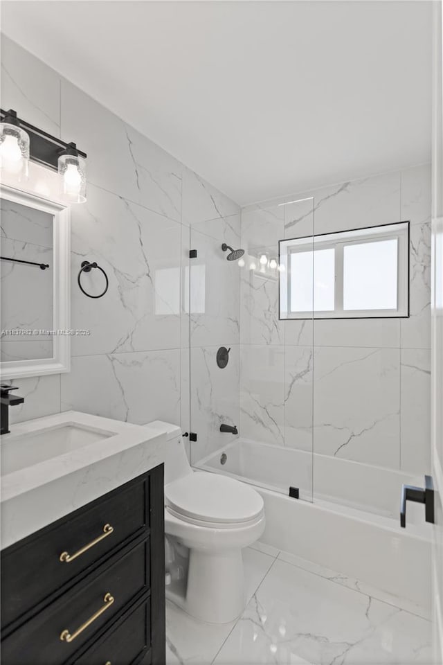 1710 SW 1st Ave, Pompano Beach, FL 33060 - full bathroom with vanity, marble finish floors, and tub / shower combination