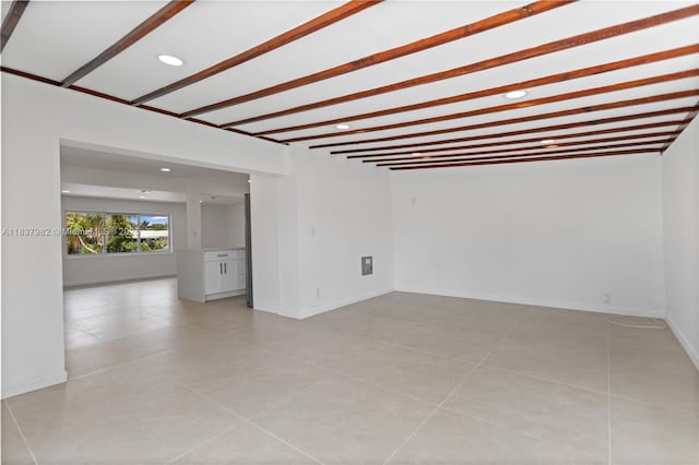 1710 SW 1st Ave, Pompano Beach, FL 33060 - unfurnished room featuring recessed lighting, light tile patterned flooring, and beam ceiling