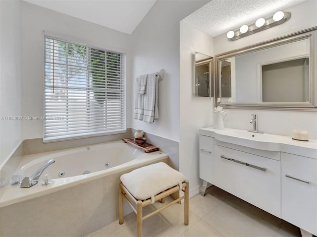 15281 Wilshire Ct, Pembroke Pines, FL 33027 - full bathroom with vanity, a jetted tub, and tile patterned floors
