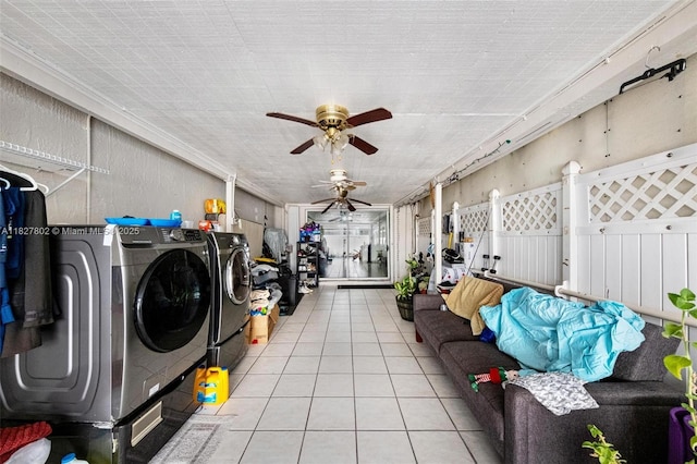 1178 NW 123rd Pl Unit 1210, Miami, FL 33182 - washroom with washer and dryer, tile patterned flooring, and a ceiling fan