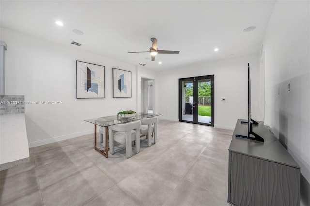 14832 SW 39th Ter, Miami, FL 33185 - dining space featuring a ceiling fan, recessed lighting, and concrete floors