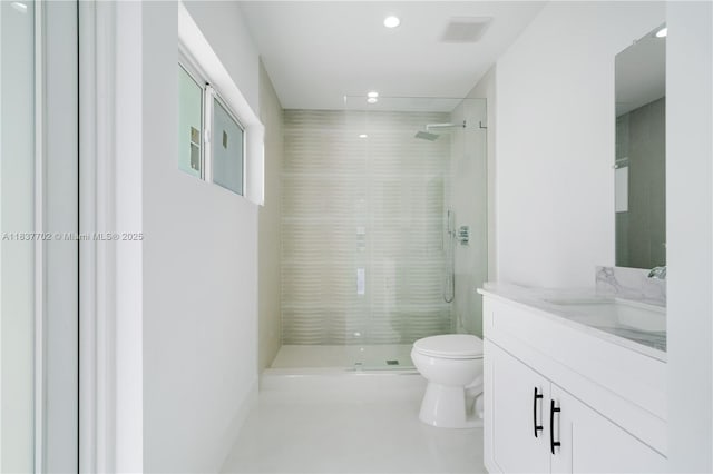 9800 SW 159th St, Miami, FL 33157 - bathroom with vanity, a stall shower, and recessed lighting
