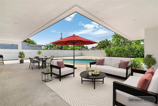 9800 SW 159th St, Miami, FL 33157 - fenced backyard featuring outdoor lounge area, a patio area, and outdoor dining space