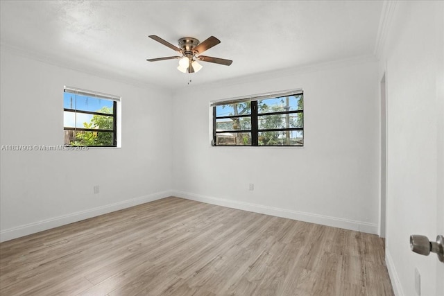 6424 Pierce St, Hollywood, FL 33024 - empty room with healthy amount of natural light, crown molding, light wood-type flooring, and ceiling fan
