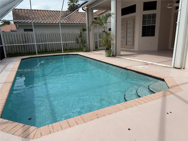 794 Lake Blvd, Weston, FL 33326 - view of pool featuring a patio area, french doors, and a ceiling fan