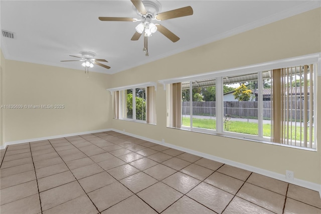 1900 N 31st Ave, Hollywood, FL 33021 - tiled empty room with ceiling fan and ornamental molding