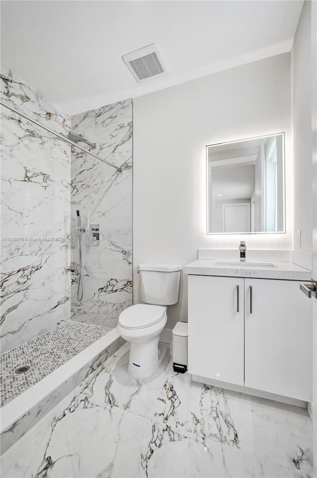 1617 NE 11th St Unit 1, Fort Lauderdale, FL 33304 - full bath featuring vanity, a marble finish shower, and marble finish flooring