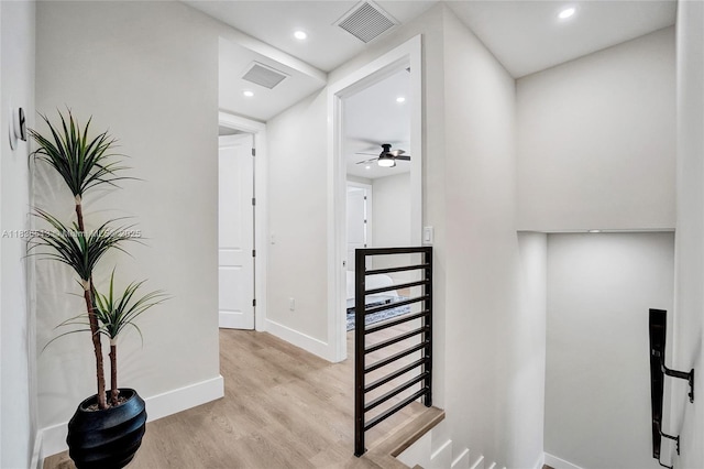 1617 NE 11th St Unit 1, Fort Lauderdale, FL 33304 - stairs featuring wood finished floors, recessed lighting, and a ceiling fan