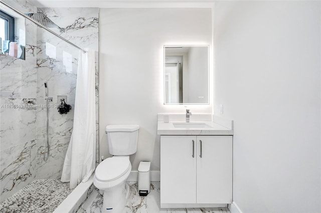 1617 NE 11th St Unit 1, Fort Lauderdale, FL 33304 - bathroom featuring a marble finish shower, vanity, and marble look tiles