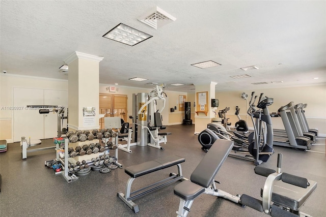 3200 N Port Royale Dr N Unit 1612, Fort Lauderdale, FL 33308 - workout area featuring crown molding and a textured ceiling