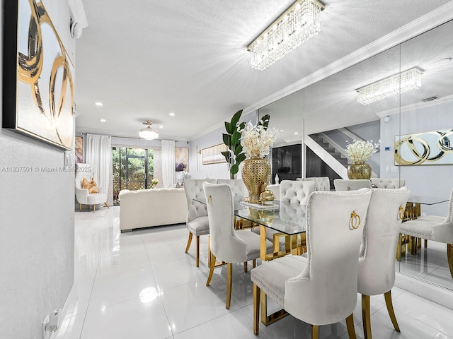 10942 W Sample Rd Unit E1, Coral Springs, FL 33065 - dining area featuring ornamental molding, light tile patterned flooring, and recessed lighting