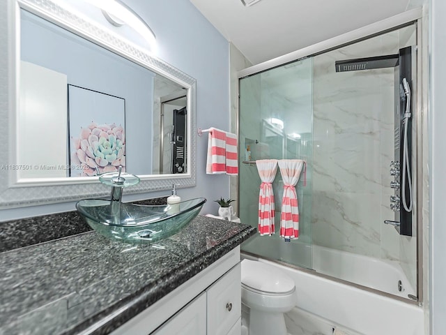 10942 W Sample Rd Unit E1, Coral Springs, FL 33065 - bathroom featuring vanity, shower / bath combination with glass door, and marble finish flooring