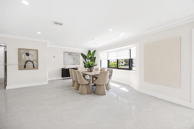 220 SW 75th Ter, Plantation, FL 33317 - dining room featuring crown molding, recessed lighting, and light marble finish floors