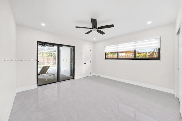 220 SW 75th Ter, Plantation, FL 33317 - unfurnished room featuring marble finish floors, ceiling fan, and recessed lighting