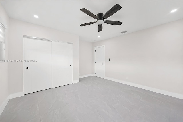 220 SW 75th Ter, Plantation, FL 33317 - unfurnished bedroom with recessed lighting, a closet, and ceiling fan