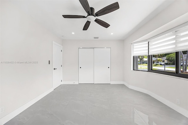 220 SW 75th Ter, Plantation, FL 33317 - unfurnished bedroom featuring a closet, recessed lighting, and a ceiling fan
