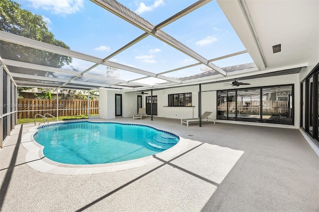 220 SW 75th Ter, Plantation, FL 33317 - view of swimming pool with a patio, ceiling fan, and a lanai