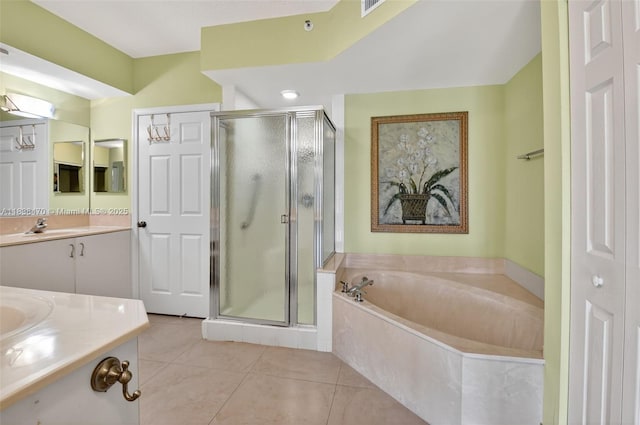5938 Crystal Shores Dr Unit 103, Boynton Beach, FL 33437 - bathroom with vanity, a shower stall, and tile patterned floors