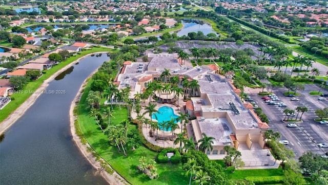 5938 Crystal Shores Dr Unit 103, Boynton Beach, FL 33437 - aerial view of property and surrounding area featuring a pool and a nearby body of water