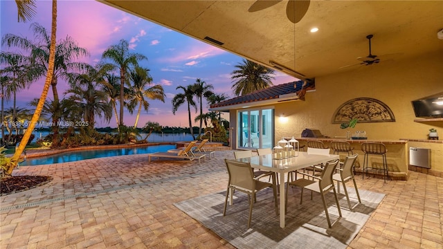 1504 NW 182nd Ave, Pembroke Pines, FL 33029 - view of patio / terrace featuring an outdoor pool, ceiling fan, area for grilling, and an outdoor bar