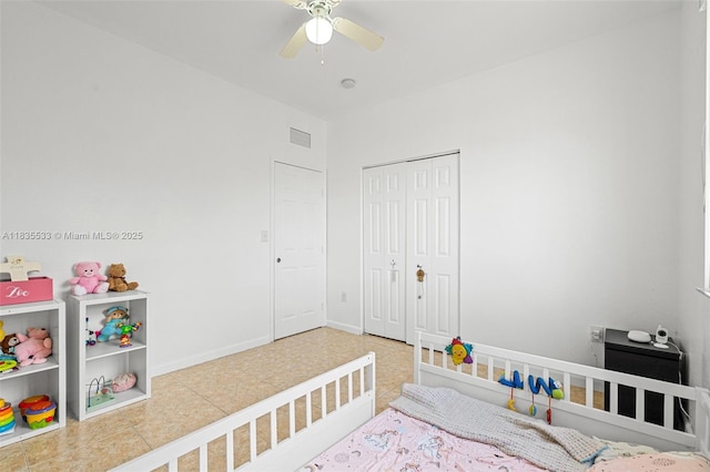 771 SE 2nd St, Homestead, FL 33030 - bedroom featuring a closet, tile patterned floors, and a crib