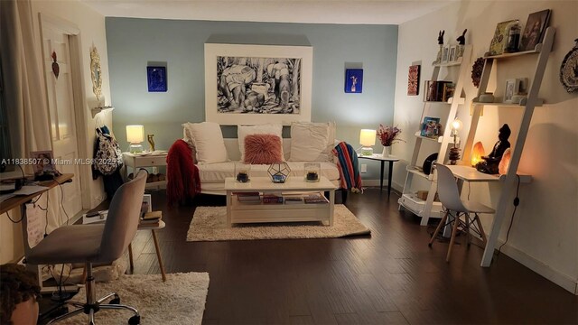 200 NE 12th Ave Unit 7B, Hallandale Beach, FL 33009 - living room with dark wood finished floors and baseboards