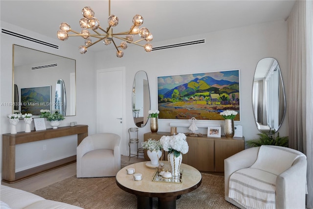 300 Biscayne Blvd Way Unit 4707, Miami, FL 33131 - living area with a chandelier and wood finished floors