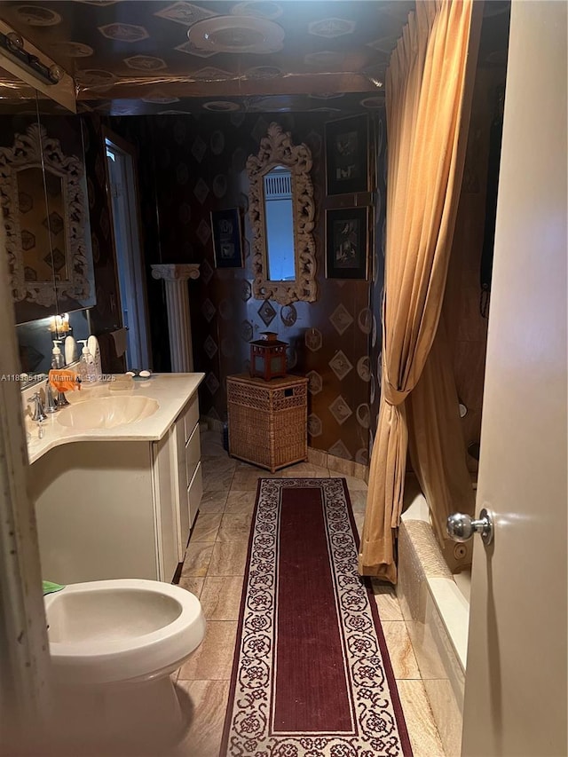 935 SW 72nd Ave, Miami, FL 33144 - full bathroom featuring vanity, tiled shower / bath combo, and wallpapered walls