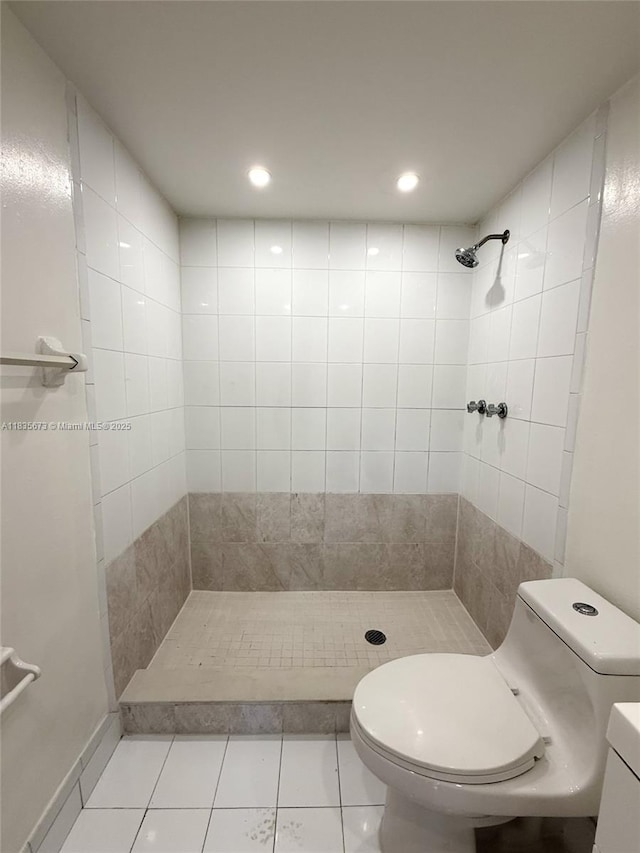 8650 SW 109th Ave Unit 3-112, Miami, FL 33173 - bathroom featuring a stall shower, tile patterned floors, recessed lighting, and vanity