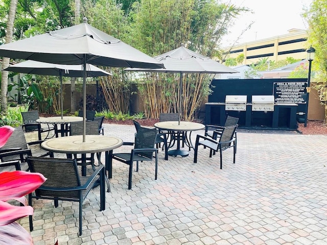 1919 Van Buren St Unit 505A, Hollywood, FL 33020 - fenced backyard with outdoor dining area, an outdoor kitchen, and a patio