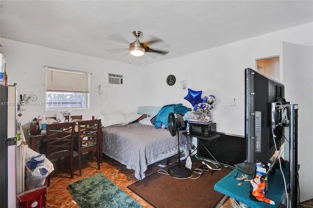 6768 Rose Dr, Miramar, FL 33023 - bedroom with a ceiling fan and a wall mounted air conditioner