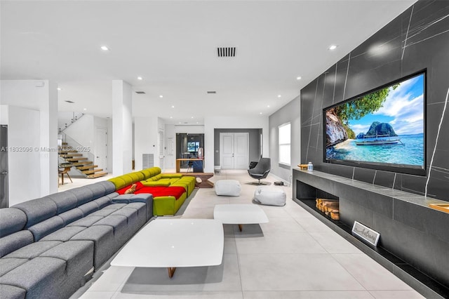 4541 SW 174th Ave, Miramar, FL 33029 - living area with stairway, recessed lighting, and light tile patterned floors