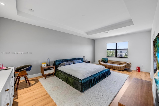 4541 SW 174th Ave, Miramar, FL 33029 - bedroom featuring a tray ceiling, light wood-type flooring, and recessed lighting