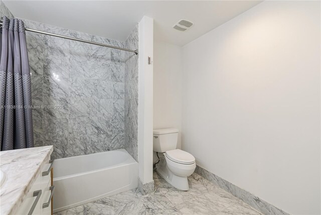 253 NE 2nd St Unit 213, Miami, FL 33132 - bathroom with marble finish floors, shower / bath combo, and vanity