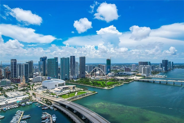 253 NE 2nd St Unit 213, Miami, FL 33132 - bird's eye view of a nearby body of water and skyline