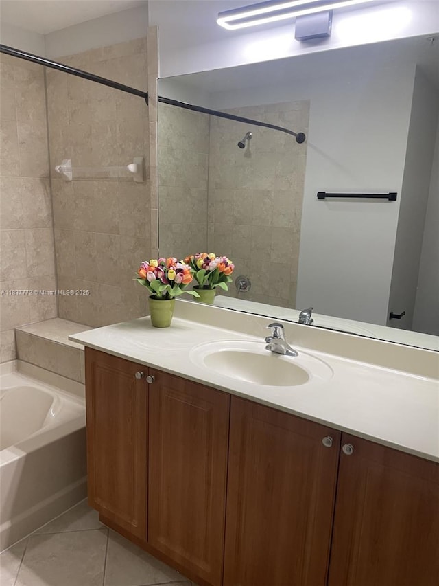 11605 NW 89th St Unit 112, Doral, FL 33178 - bathroom with a bath, tile patterned floors, and vanity