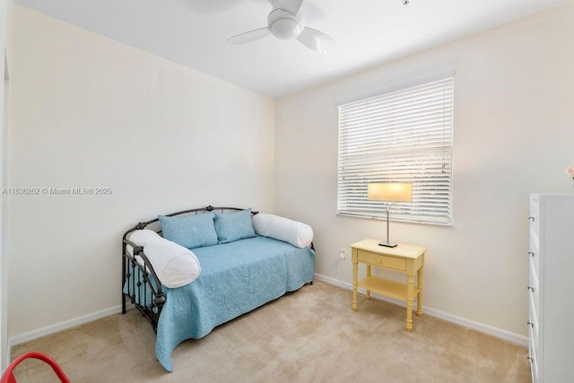 2851 W Prospect Rd Unit 1306, Tamarac, FL 33309 - bedroom with light colored carpet and ceiling fan