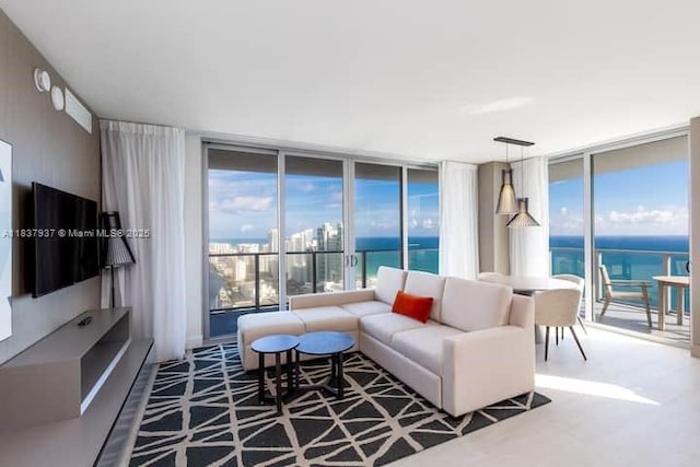 4010 S Ocean Dr Unit T3501, Hollywood, FL 33019 - living room with a wall of windows and a water view