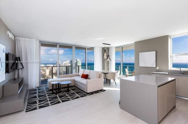 4010 S Ocean Dr Unit T3501, Hollywood, FL 33019 - living area featuring floor to ceiling windows and a water view