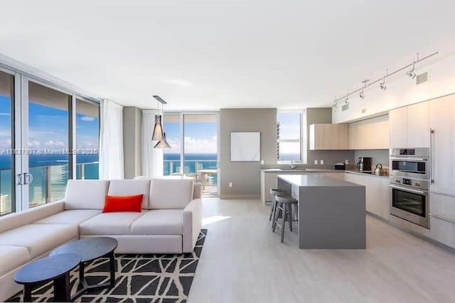 4010 S Ocean Dr Unit T3501, Hollywood, FL 33019 - living area with light wood-type flooring and track lighting