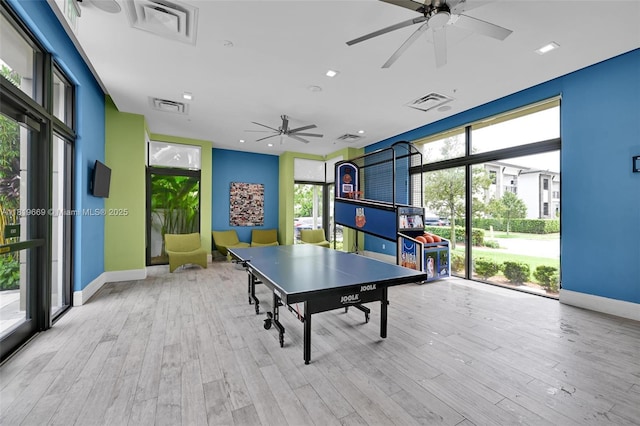 8167 NW 41st St Unit E-406, Doral, FL 33166 - game room with a ceiling fan and wood finished floors