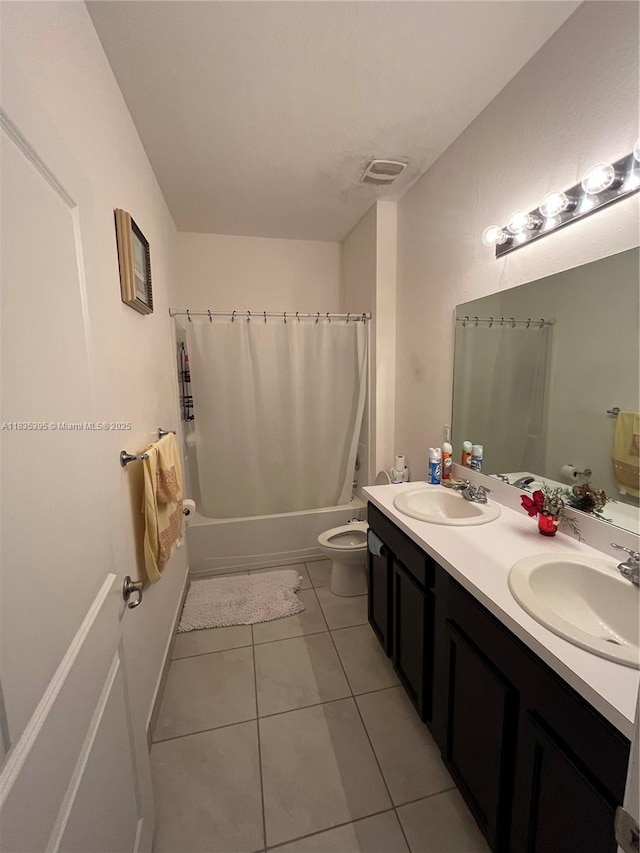 15924 SW 306th Ter, Homestead, FL 33033 - bathroom with shower / bath combo, double vanity, and tile patterned flooring