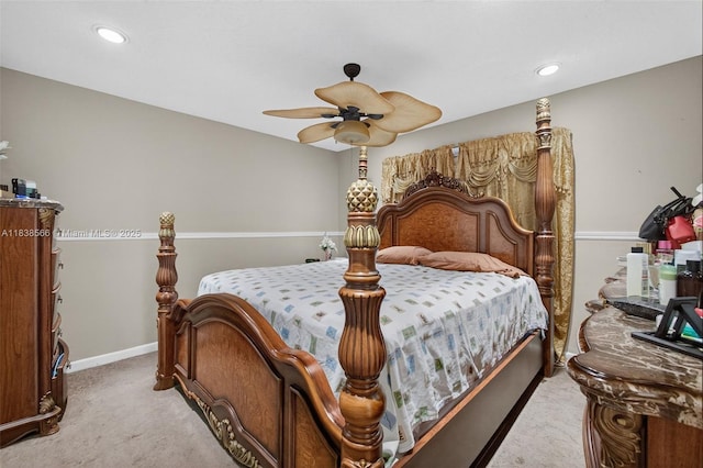 1600 Granfern Ave, West Palm Beach, FL 33415 - bedroom featuring light colored carpet, recessed lighting, and a ceiling fan