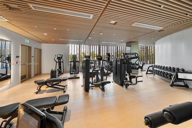 1135 103rd St Unit 702, Bay Harbor Islands, FL 33154 - workout area featuring a wall of windows