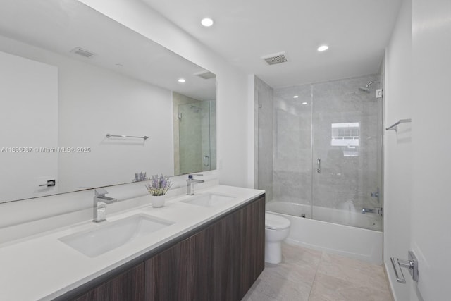 488 NE 18th St Unit 509, Miami, FL 33132 - bathroom with recessed lighting, combined bath / shower with glass door, and double vanity