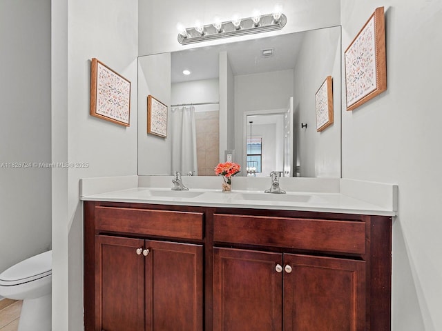 11901 SW 150th Pl, Miami, FL 33196 - bathroom with double vanity and a shower with curtain