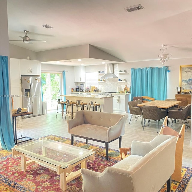 20317 SW 86th Ct, Cutler Bay, FL 33189 - living area featuring ceiling fan and light wood-type flooring
