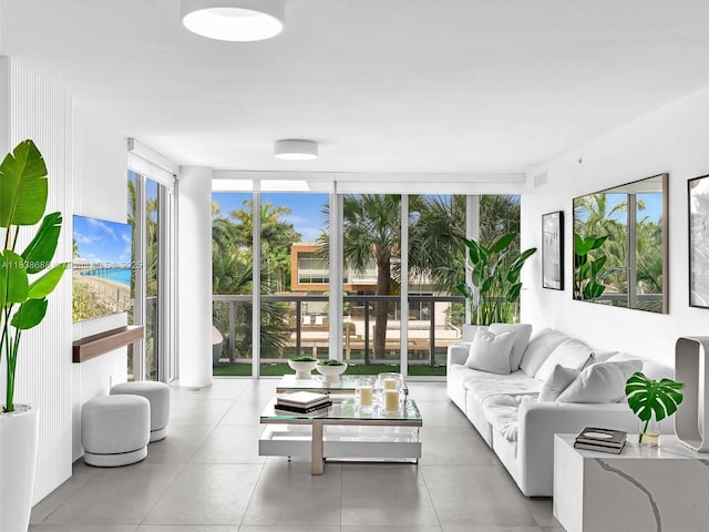 9940 W Bay Harbor Dr Unit 3G-S, Bay Harbor Islands, FL 33154 - living area featuring floor to ceiling windows and tile patterned floors
